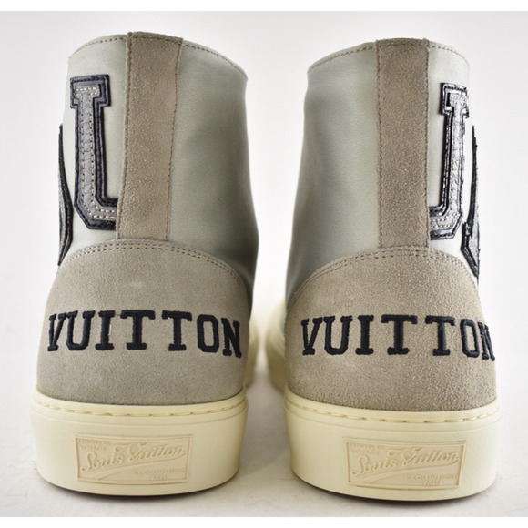 Louis Vuitton Tattoo Grey Satin Suede Kim Jones High Top Sneakers UK 9 US 10 11 - Picture 10 of 14